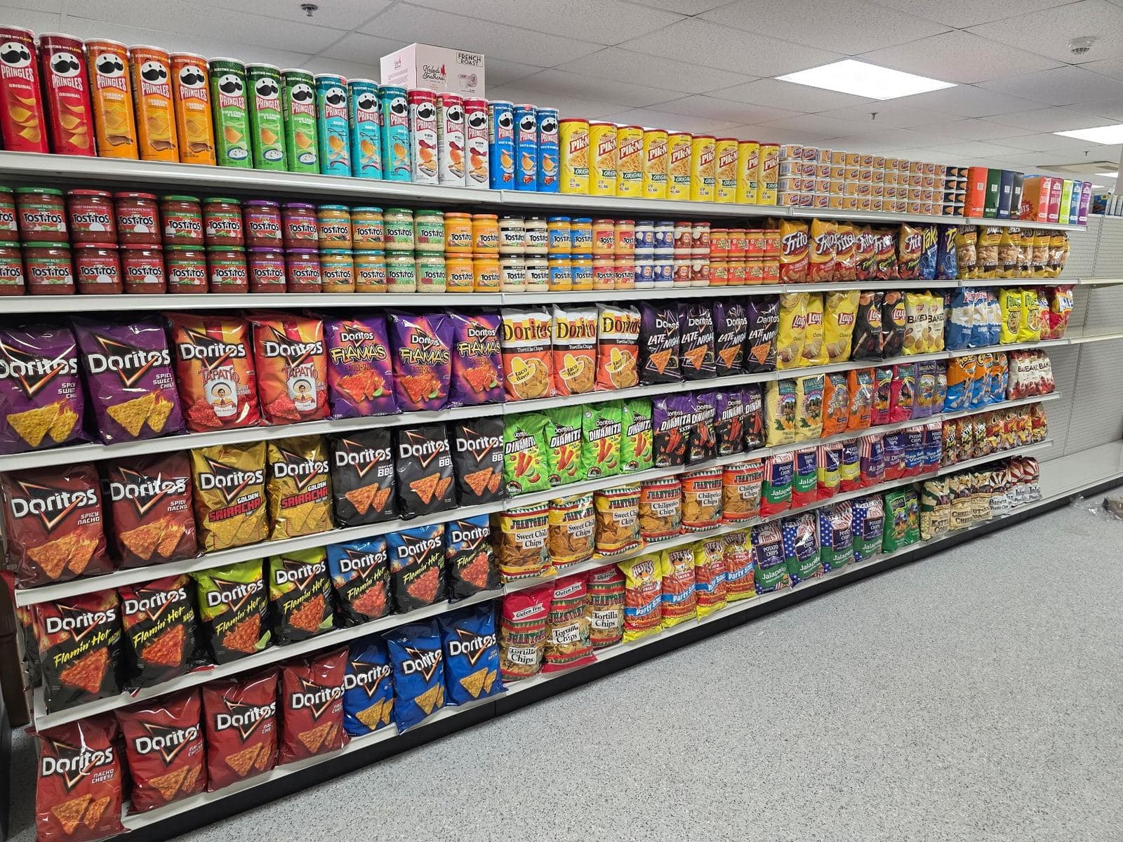 Snack aisle with chips and snacks